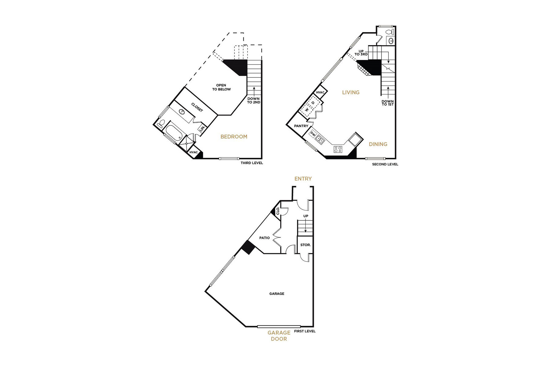 Brownstone A1 - 1 Bedroom Floorplan - Alto at Highland Park Apartments