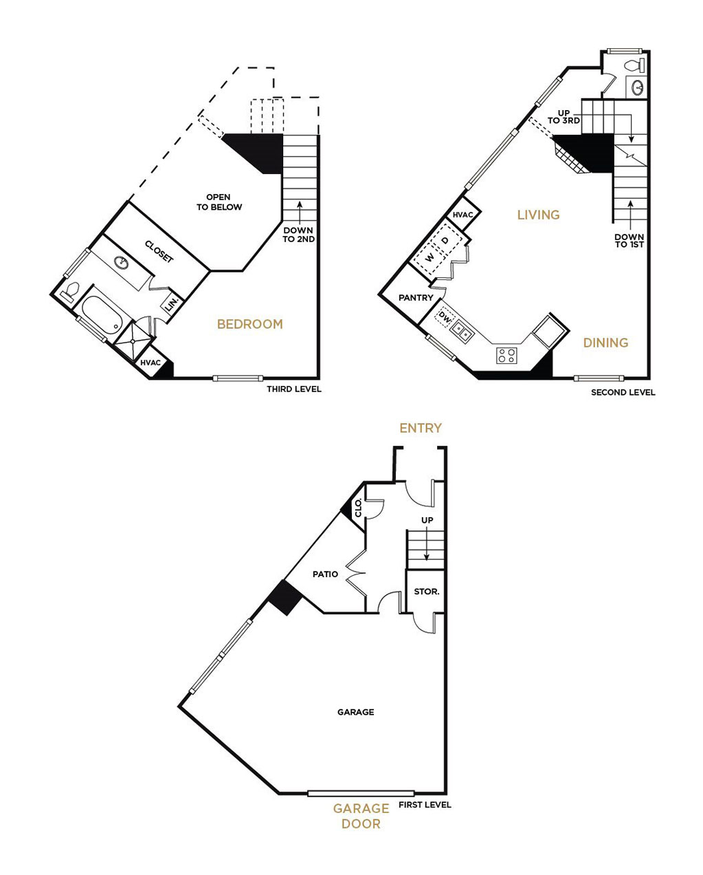 Brownstone A1 - 1 Bedroom Floorplan - Alto at Highland Park Apartments