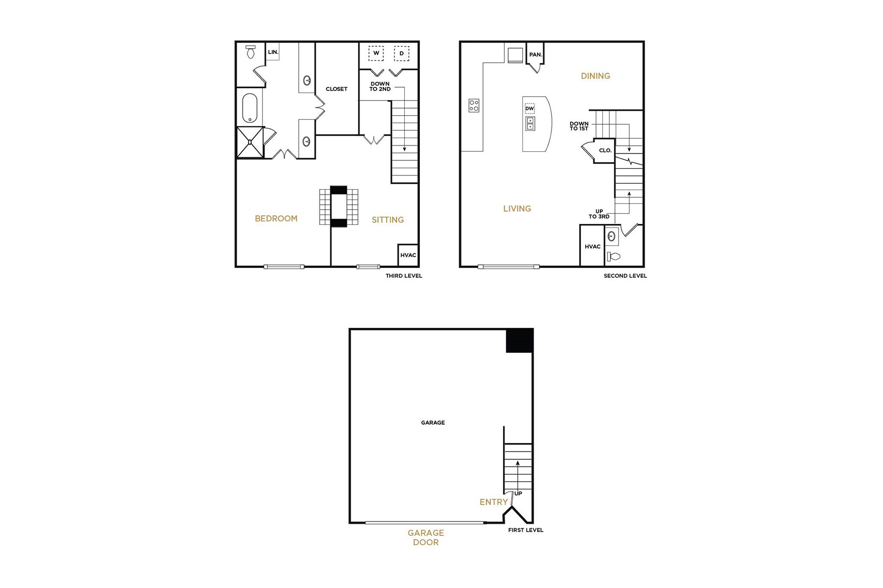 Brownstone A2 - 1 Bedroom Floorplan - Alto at Highland Park Apartments