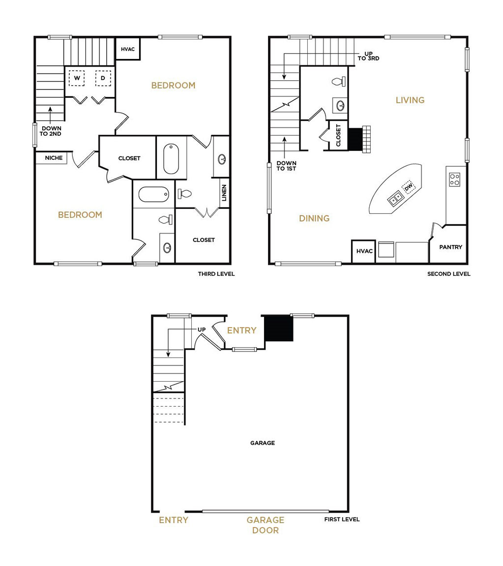 Brownstone B1 - 2 Bedroom Floorplan - Alto at Highland Park Apartments