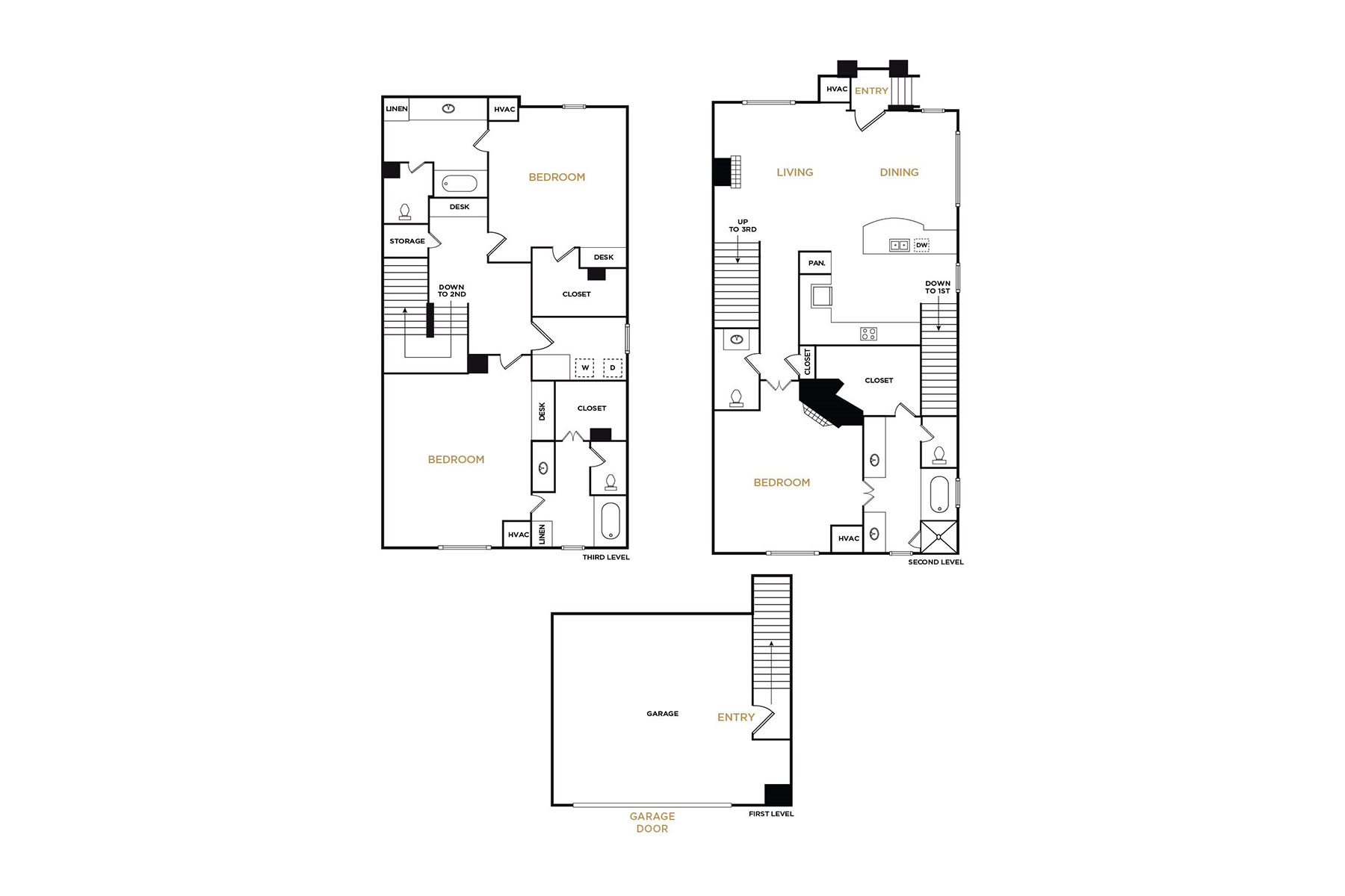 Brownstone C3 - 3 Bedroom Floorplan - Alto at Highland Park Apartments