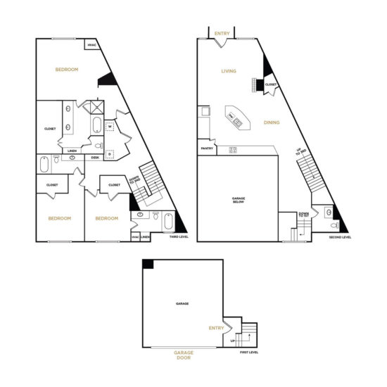 Brownstone C4 - 3 Bedroom Floorplan - Alto at Highland Park Apartments