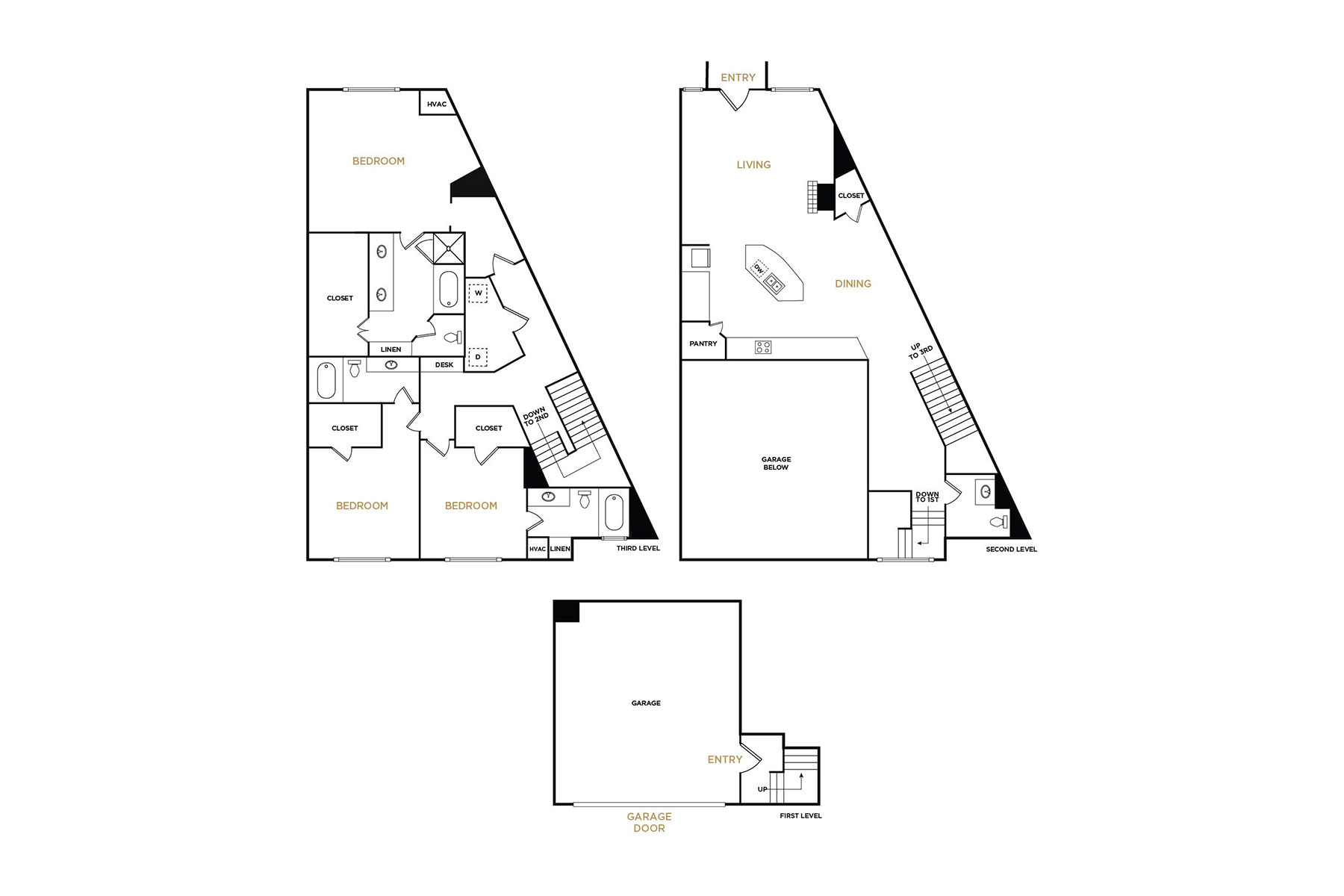 Brownstone C4 - 3 Bedroom Floorplan - Alto at Highland Park Apartments