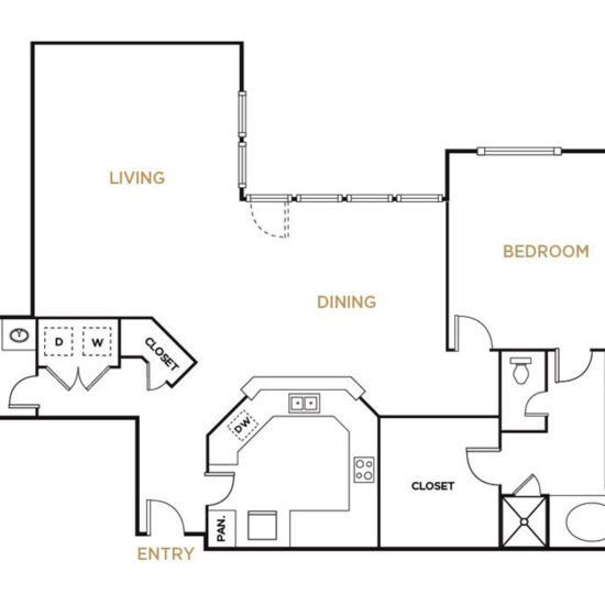 Residence A2 - 1 Bedroom Floorplan - Alto at Highland Park Apartments