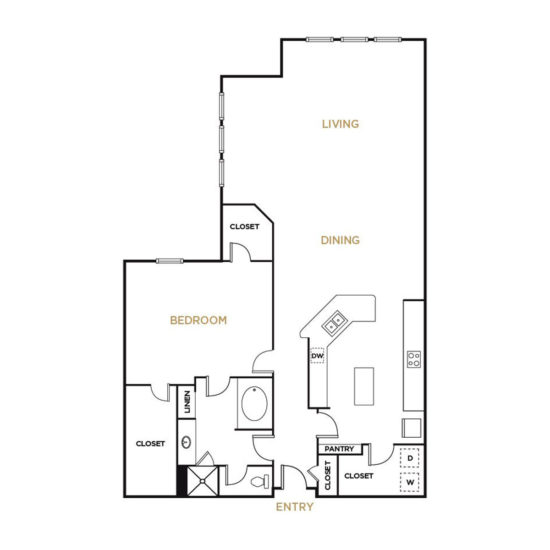 Residence A3 - 1 Bedroom Floorplan - Alto at Highland Park Apartments
