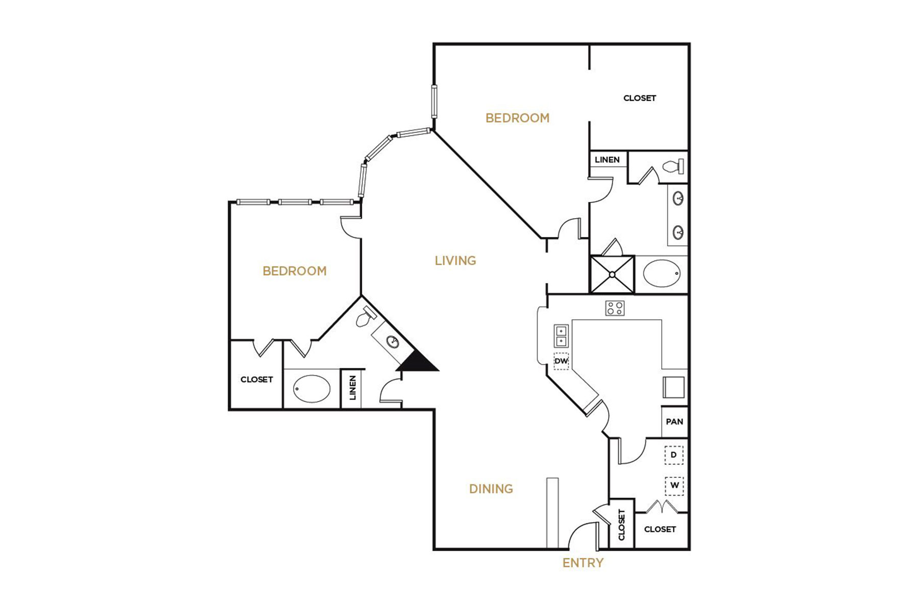 Residence B2 - 2 Bedroom Floorplan - Alto at Highland Park Apartments