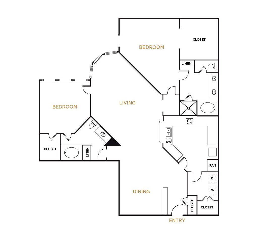 Residence B2 - 2 Bedroom Floorplan - Alto at Highland Park Apartments