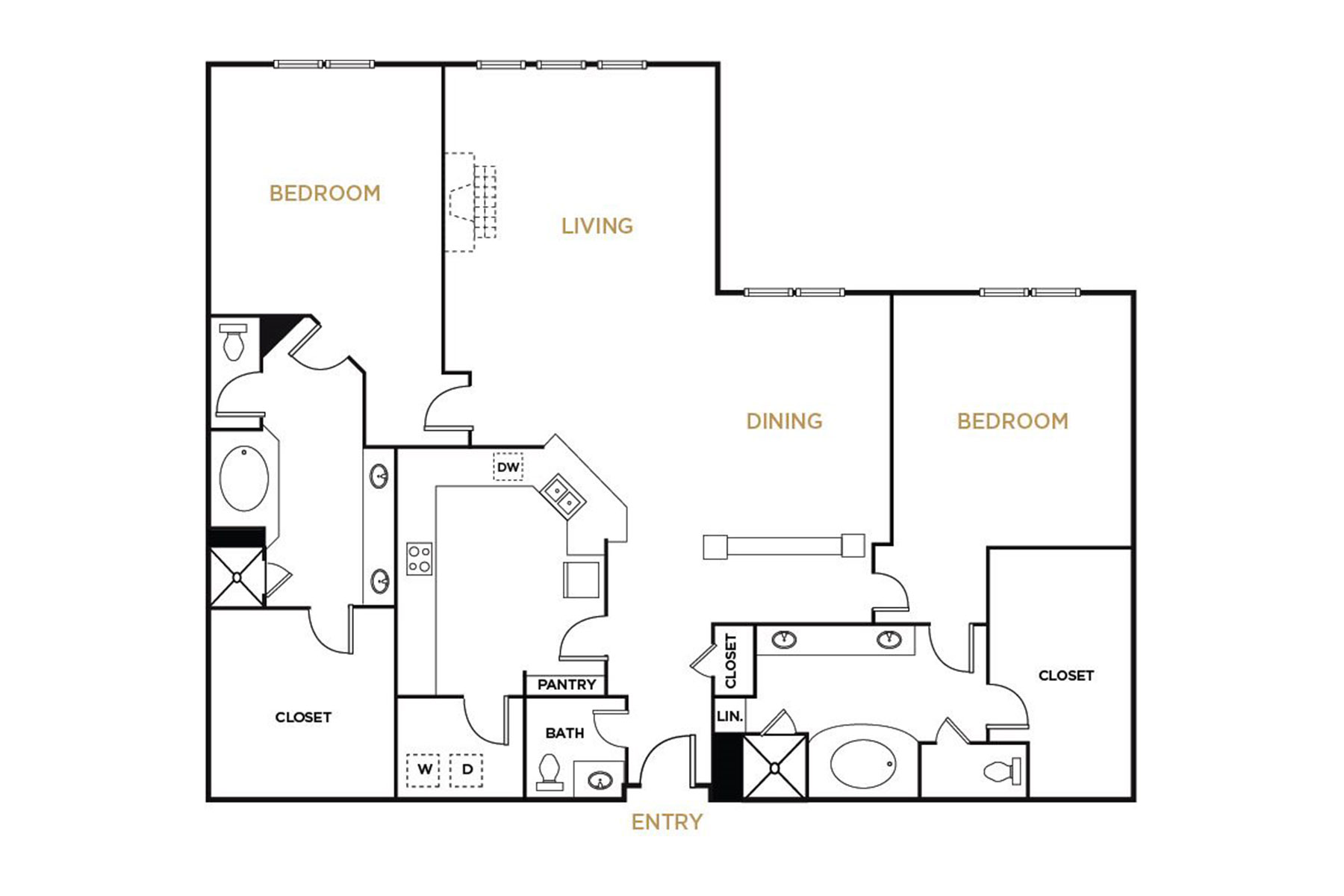 Residence B4 - 2 Bedroom Floorplan - Alto at Highland Park Apartments
