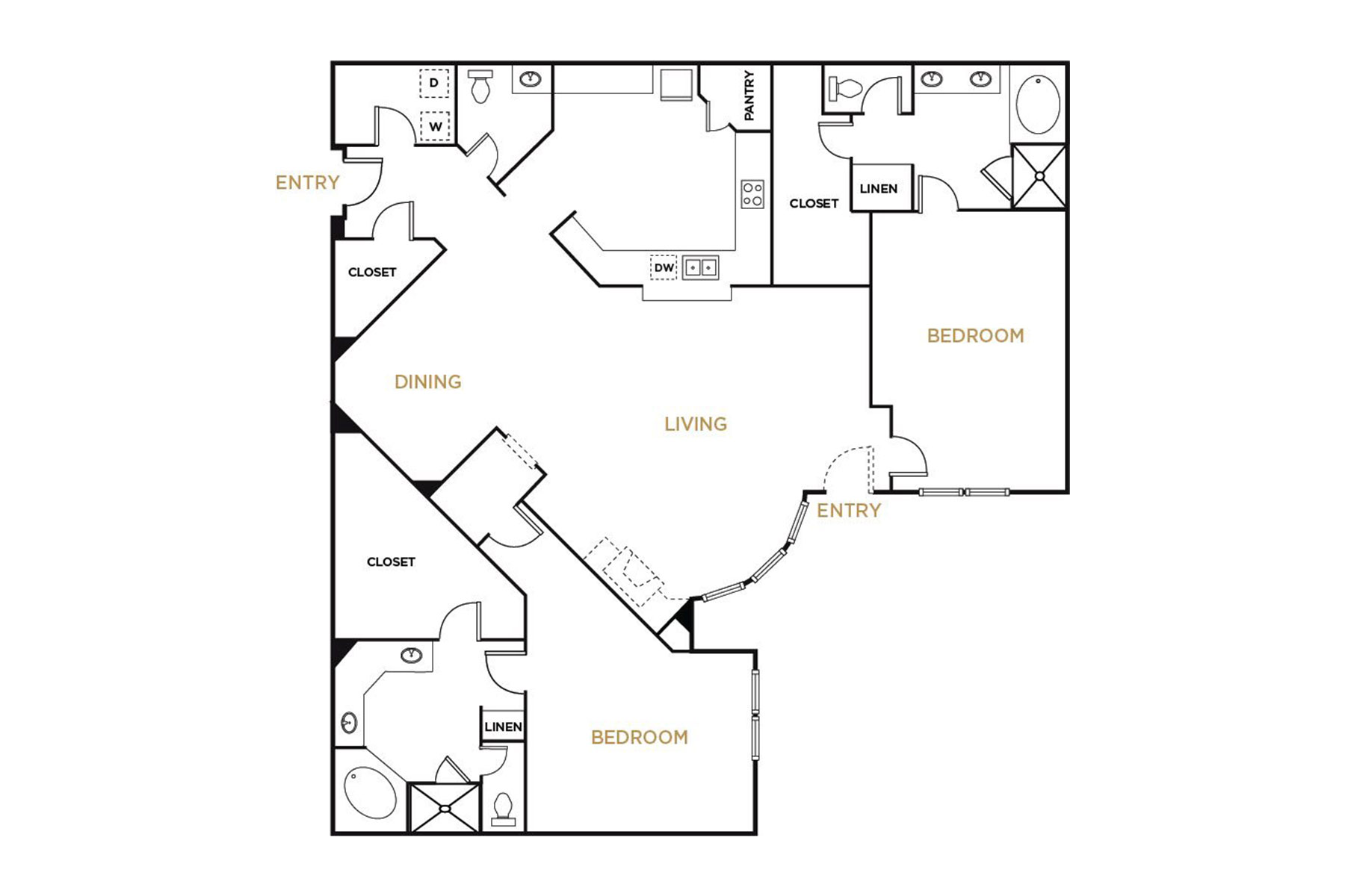 Residence B5 - 2 Bedroom Floorplan - Alto at Highland Park Apartments