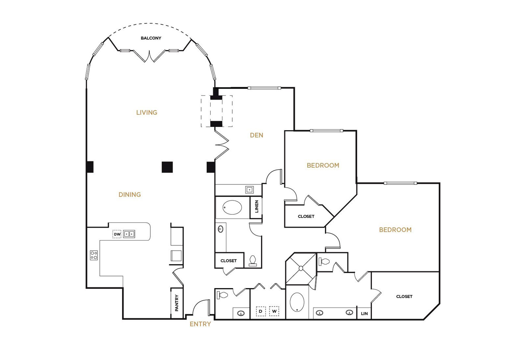 Residence B6 - 2 Bedroom Floorplan - Alto at Highland Park Apartments