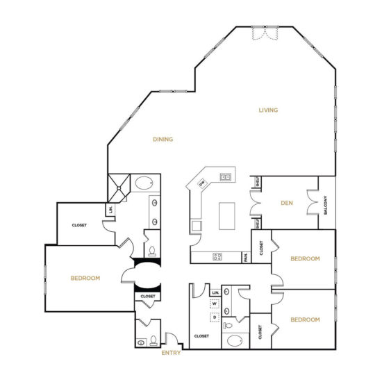 Residence C6 - 3 Bedroom Floorplan - Alto at Highland Park Apartments