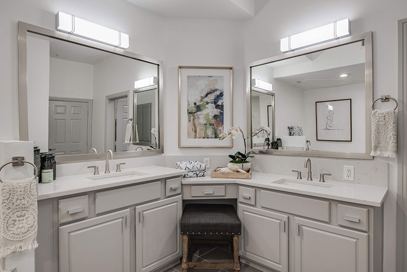 Bathroom with elegant double vanity - Alto at Highland Park